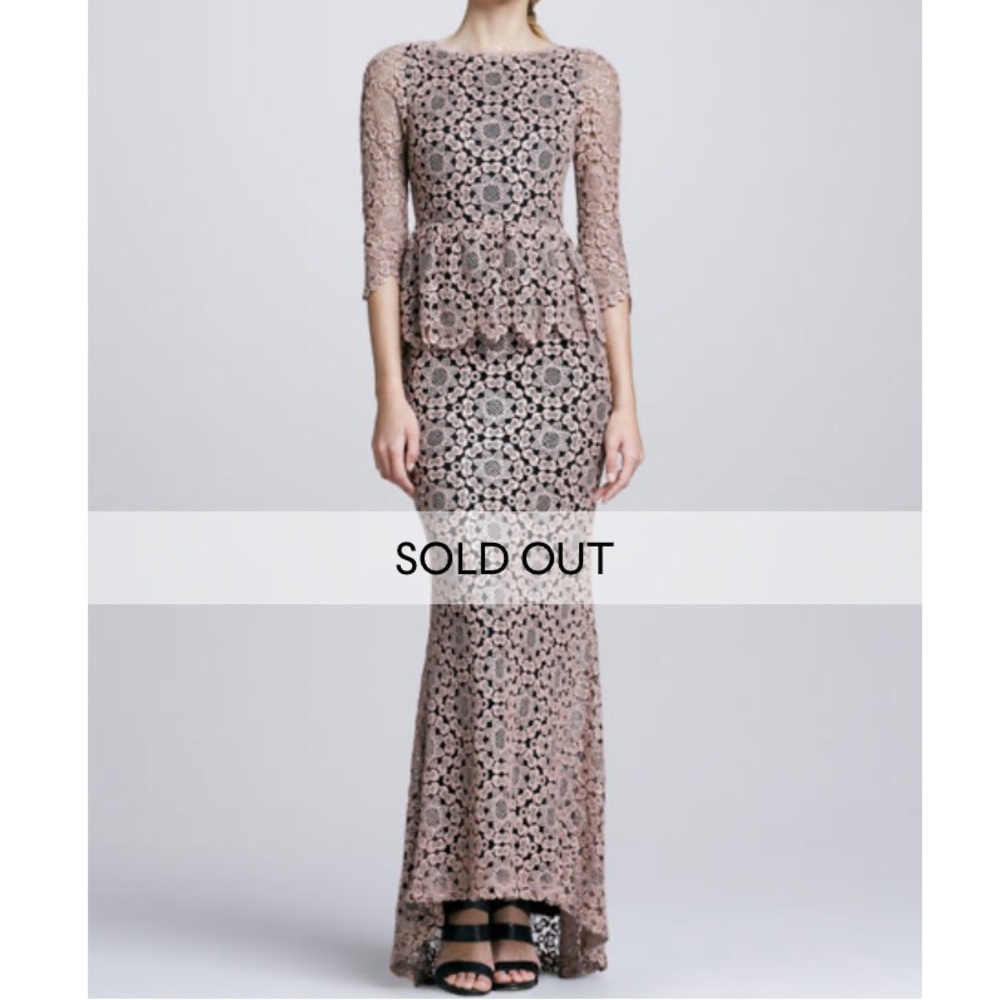 Alice + Olivia Regina Lace Peplum Gown